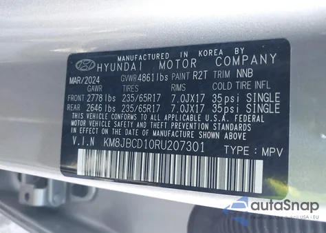 2024 Hyundai Tucson Hybrid Blue z USA, uszkodzony, nr VIN KM8JBCD10RU207301